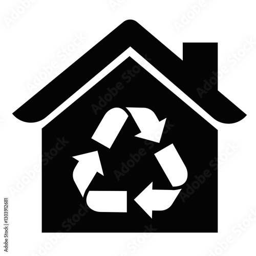Eco-Friendly House Recycling Symbol | Sustainable Living & Green Energy Icon| home recycling icon | 