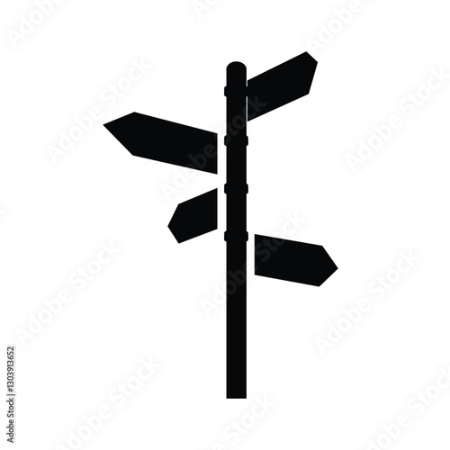 The image shows a flat logo design of a pole with four directional posts in black color on a white background. 