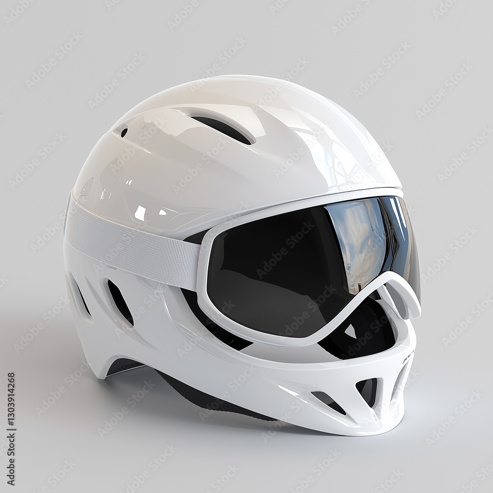 Fototapeta premium Snowboarding Helmet with Sleek Design Isolated on White Background
