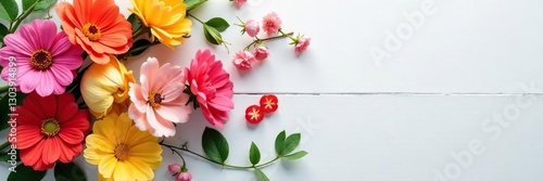 Wallpaper Mural Freshly cut flower arrangement on a crisp white surface,, colorful, tablecloth Torontodigital.ca