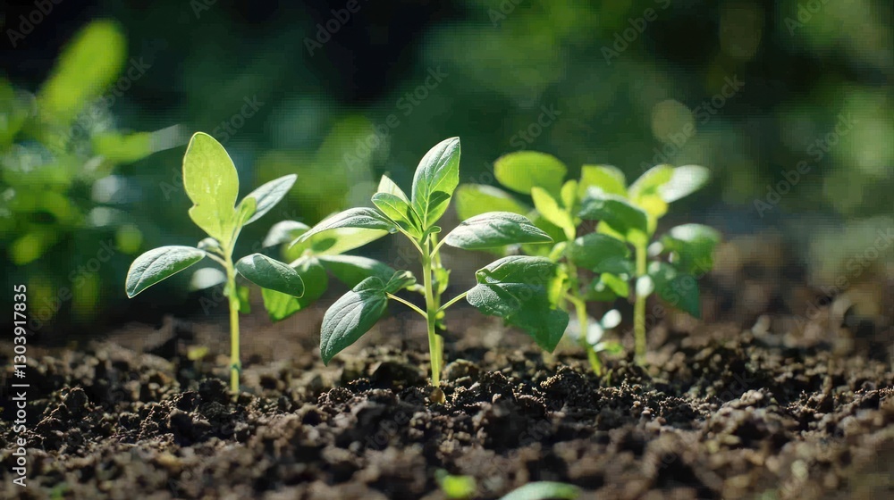 Young Plants in Garden Soil Young Plants in Garden Soil