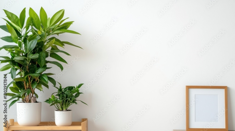 Plants & Frame on White Wall Plants & Frame on White Wall