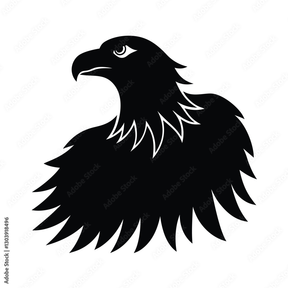 Fototapeta premium Bald Eagle Silhouette Vector Art | Black and White Bald Eagle Bird Illustration