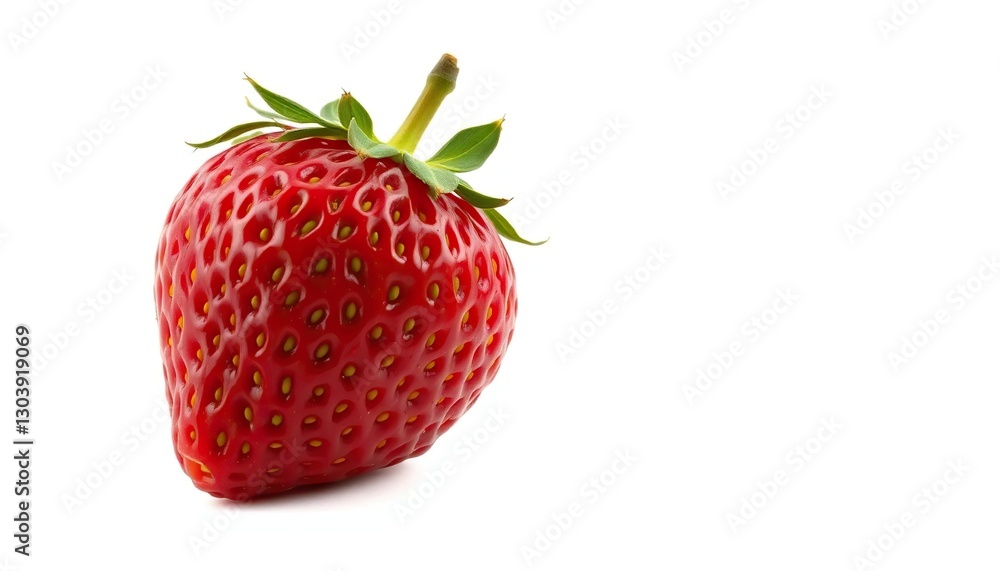 A single ripe strawberry, vibrant red, isolated on pure white background, healthy, graphic A single ripe strawberry, vibrant red, isolated on pure white background, healthy, graphic