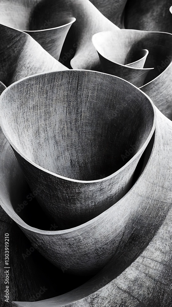 Monochromatic Architectural Abstract of Curved Forms, Minimalist Aesthetics Monochromatic Architectural Abstract of Curved Forms, Minimalist Aesthetics