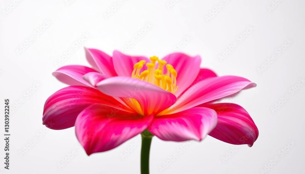 Obraz premium Single vibrant bloom, petals unfurled against pure white, plant, blossom