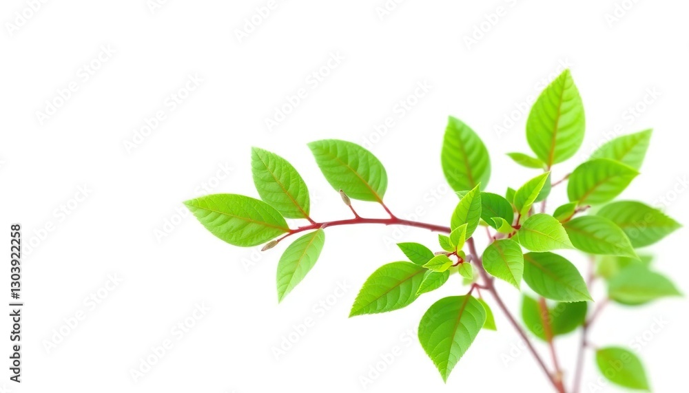 Single vibrant green plant, isolated on pure white backdrop, flora, image Single vibrant green plant, isolated on pure white backdrop, flora, image