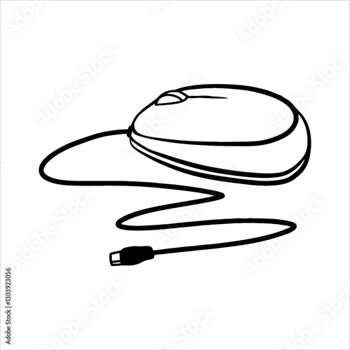 computer mouse drawn for educational theme design elements