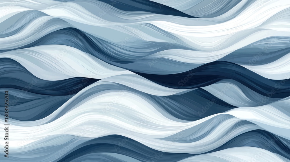 Fototapeta premium Abstract Blue Wave Seamless Pattern: Serene Flowing Digital Art