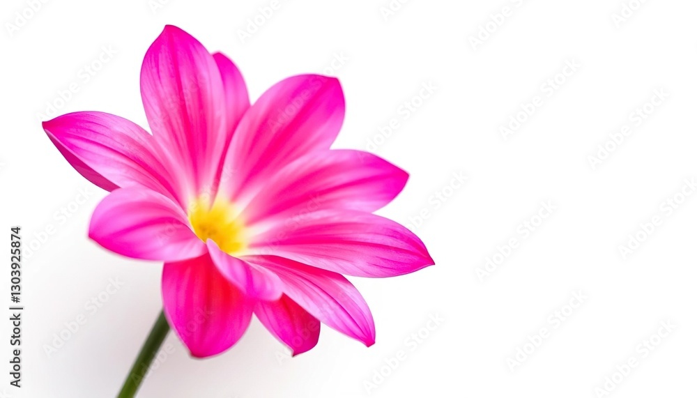 Single vibrant bloom, petals sharply defined against pure white backdrop, beauty, floral design Single vibrant bloom, petals sharply defined against pure white backdrop, beauty, floral design