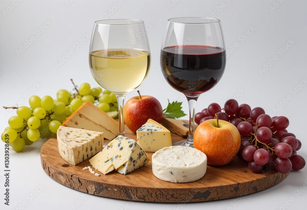 Luxurious Cheese Spread. White And Red Juice Pairing. Rustic Platter With Grapes And Apples. Sophisticated Gathering. Elegant Food Photography. Luxurious Cheese Spread. White And Red Juice Pairing. Rustic Platter With Grapes And Apples. Sophisticated Gathering. Elegant Food Photography.