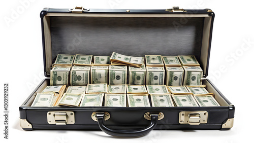 An open briefcase filled with cash and financial documents, symbolizing wealth management.