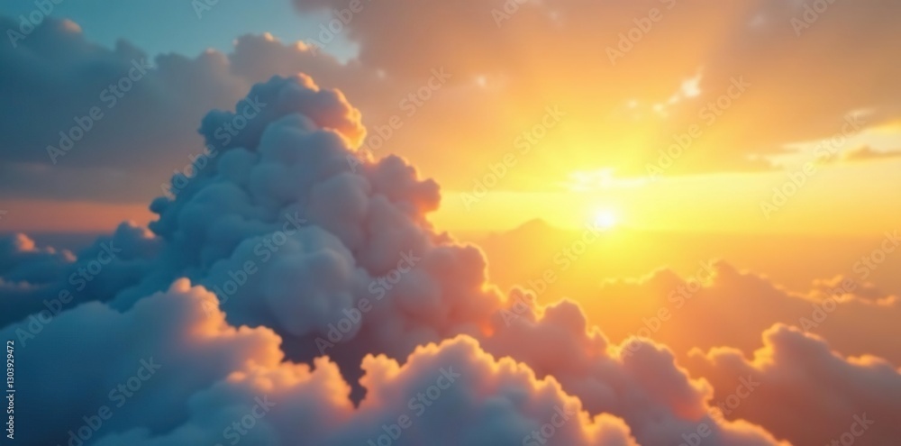 A solitary cloud drifts in front of the sun's rays, natural, soft focus A solitary cloud drifts in front of the sun's rays, natural, soft focus