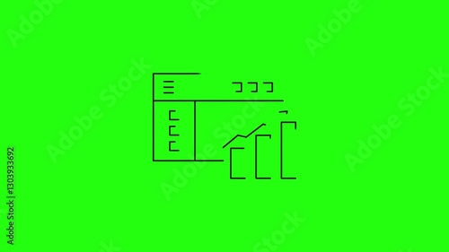 Animated Growing Graph Icon Concept | PC Window Tab Displaying an Increasing Chart with an Upward Arrow, Isolated on Green Screen Background for Business Growth, Data Analytics, Financial Progress,
