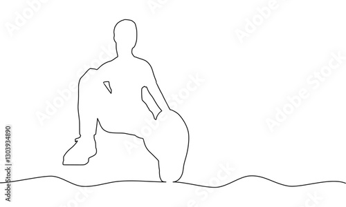 Beautiful woman resting after exercise. Sport girl illustration. Young woman silhouette