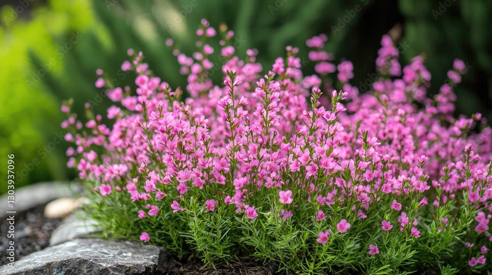 A close-up shot of delicate pink flowers blooming in a garden. A close-up shot of delicate pink flowers blooming in a garden.