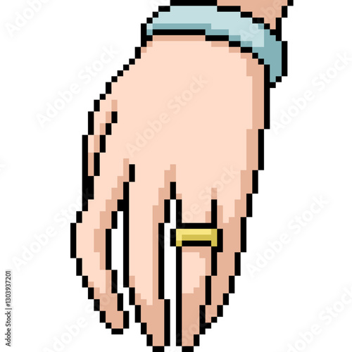 pixel art of woman engaged ring