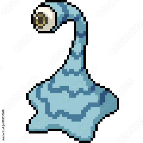 pixel art of blue slime monster