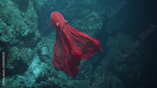 A vampire squid floating in the abyss