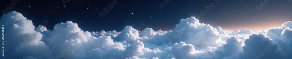 Ethereal white clouds drift across a deep black void , picture, peaceful Ethereal white clouds drift across a deep black void , picture, peaceful