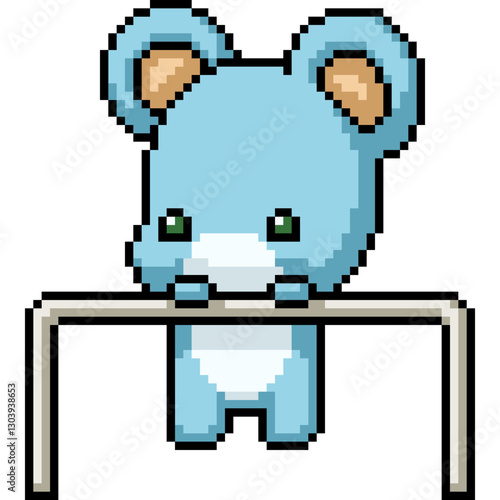 pixel art of baby bear work out