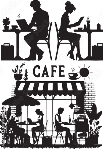 Create a kinds of occupation work man and women vector art silhouette with white background.