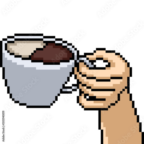 pixel art of milk coffee cup