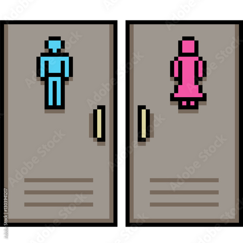pixel art of man woman restroom