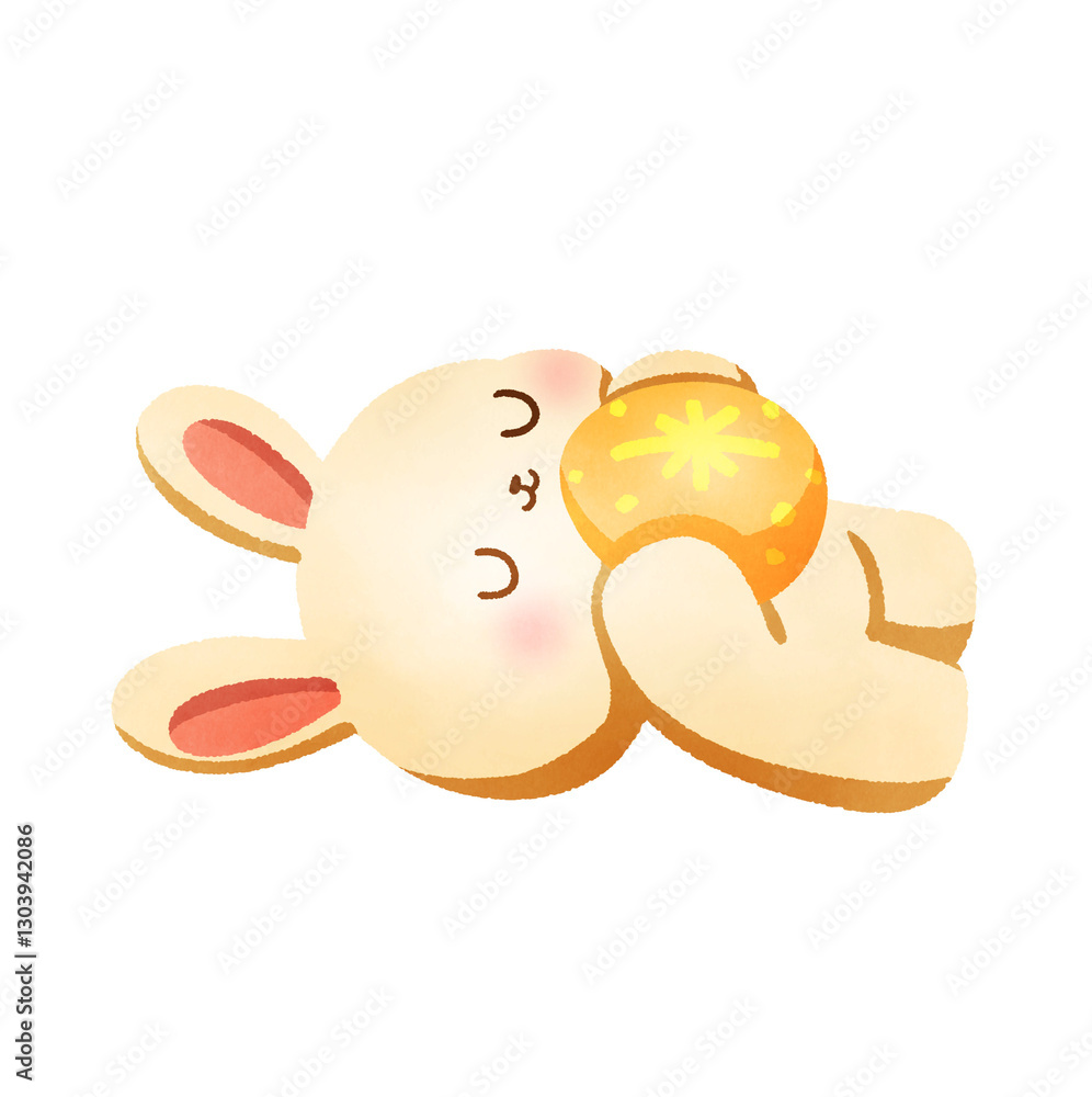 Hand-Drawn Happy Easter with bunny and egg illustration Hand-Drawn Happy Easter with bunny and egg illustration