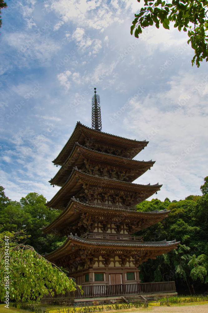 Fototapeta premium The five-story pagoda of Daigo-ji temple. Kyoto Japan 