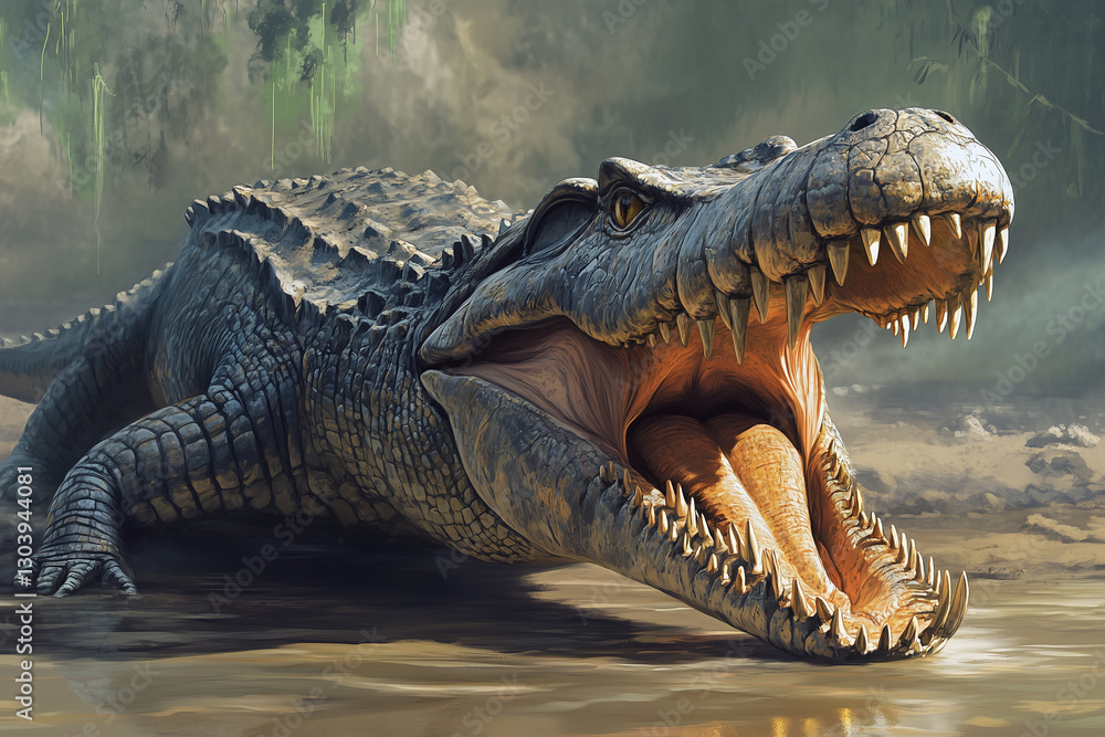 Obraz premium Morelet's crocodile Crocodylus moreletii is also known as the Mexican crocodile