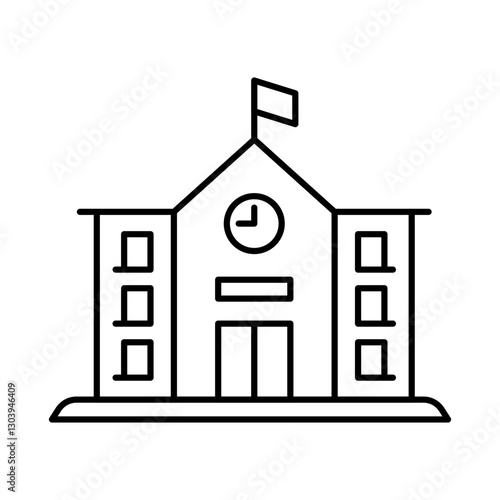 Buildings Line Editable Stroke Icon. Real Estate, House, Home, Apartment, Condominium, Hotel, Mall, City, Cityscape, Town, Downtown, Museum, Architecture Buildings Icons Vector Illustration