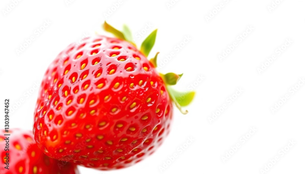 Single ripe strawberry, vibrant red, glossy skin, isolated, single, delicious Single ripe strawberry, vibrant red, glossy skin, isolated, single, delicious
