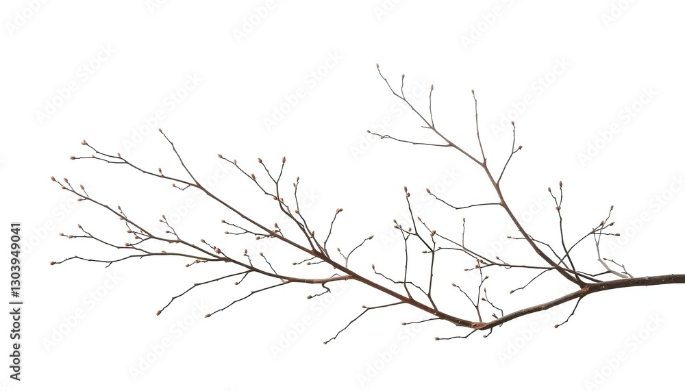 Fototapeta premium Delicate, bare branches isolated on pure white backdrop, wood, isolated