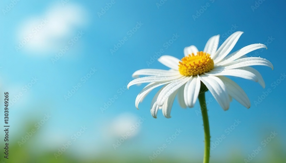 Distant white echinacea flower against a blue sky with dew, dew, echinacea, white Distant white echinacea flower against a blue sky with dew, dew, echinacea, white