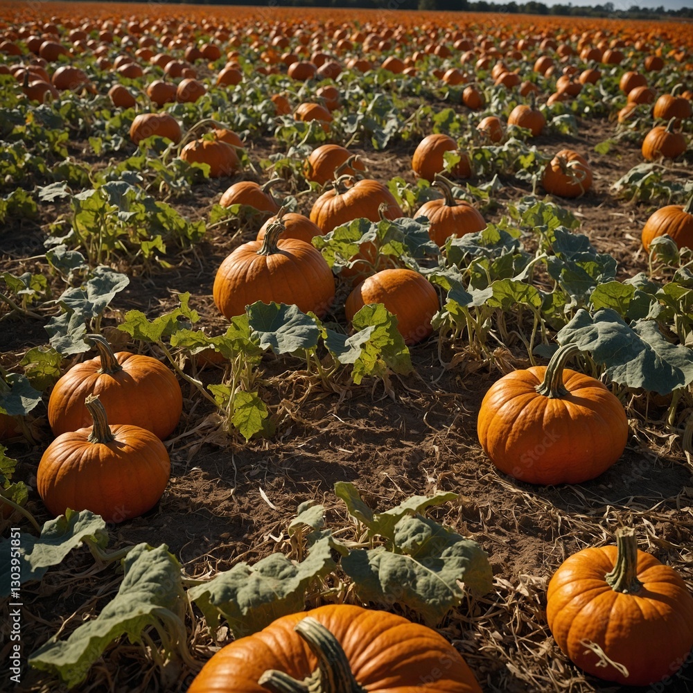 Obraz premium pumpkins on a field