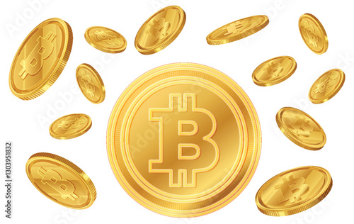 Golden Bitcoin Coins in Motion