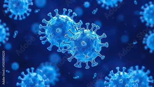 Blue virally infected cells isolated in a gel-like substance, blue, virus cells, virus