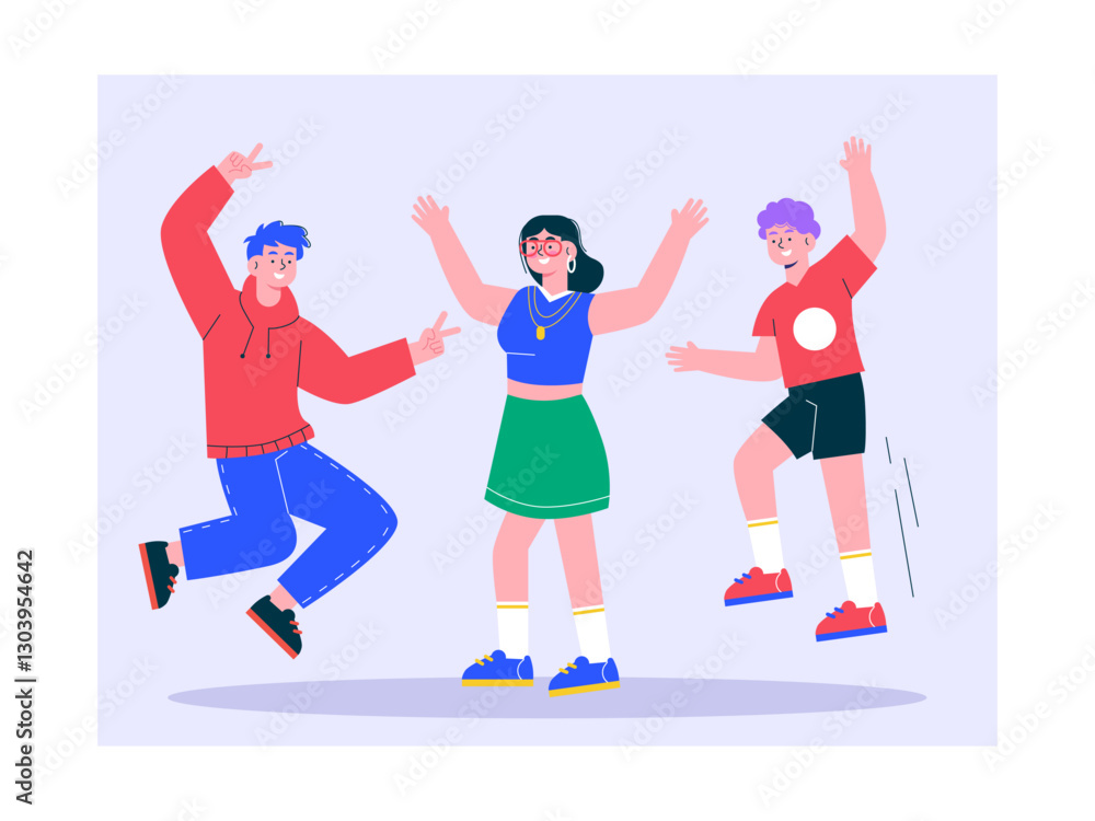 Gen Z are dancing illustration. Generation Z illustration. Flat vector illustration concept. Gen Z are dancing illustration. Generation Z illustration. Flat vector illustration concept.