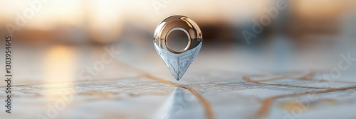 Exploring the metallic map icon urban setting visual art contemporary aerial view modern navigation concept