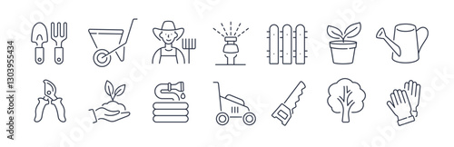 Line gardening icons editable stroke