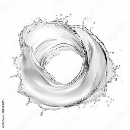 water splash isolated on white, generative AI illustration