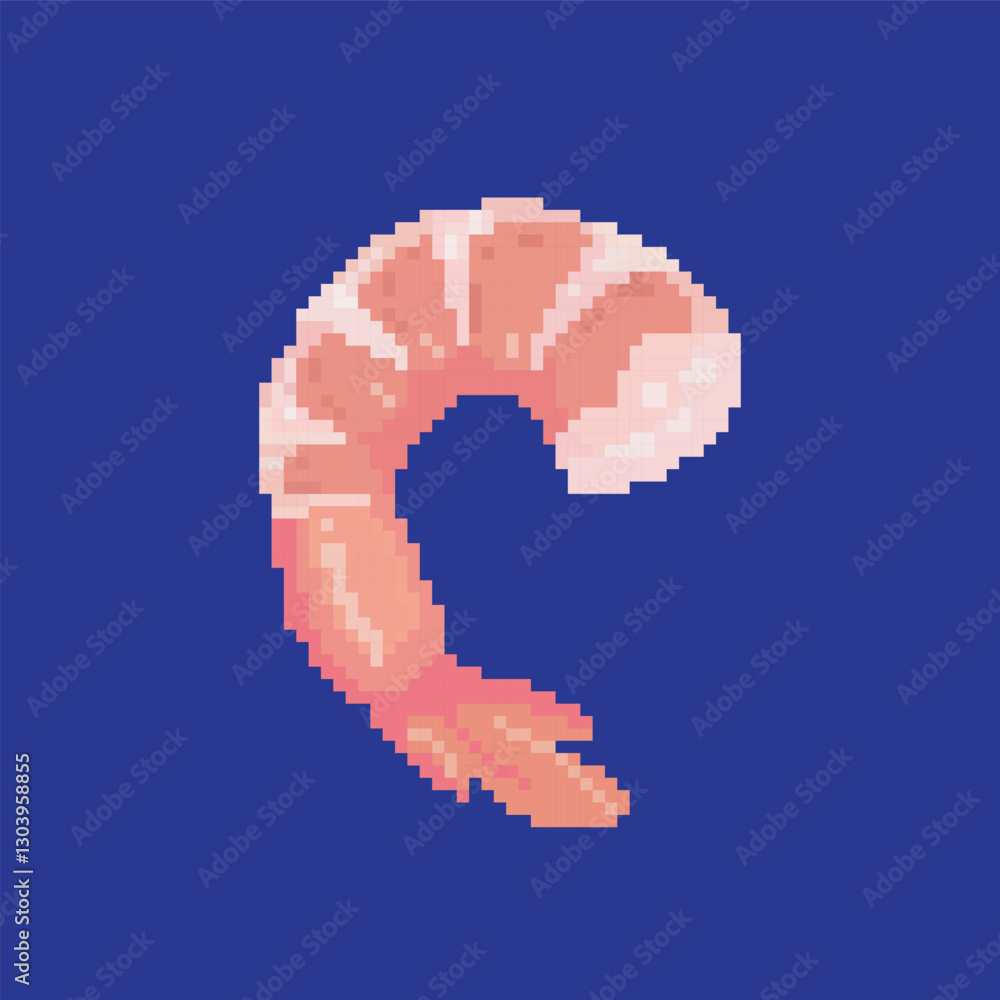 Shrimp meat pixel art, vector illustration on isolated background. Shrimp meat pixel art, vector illustration on isolated background.