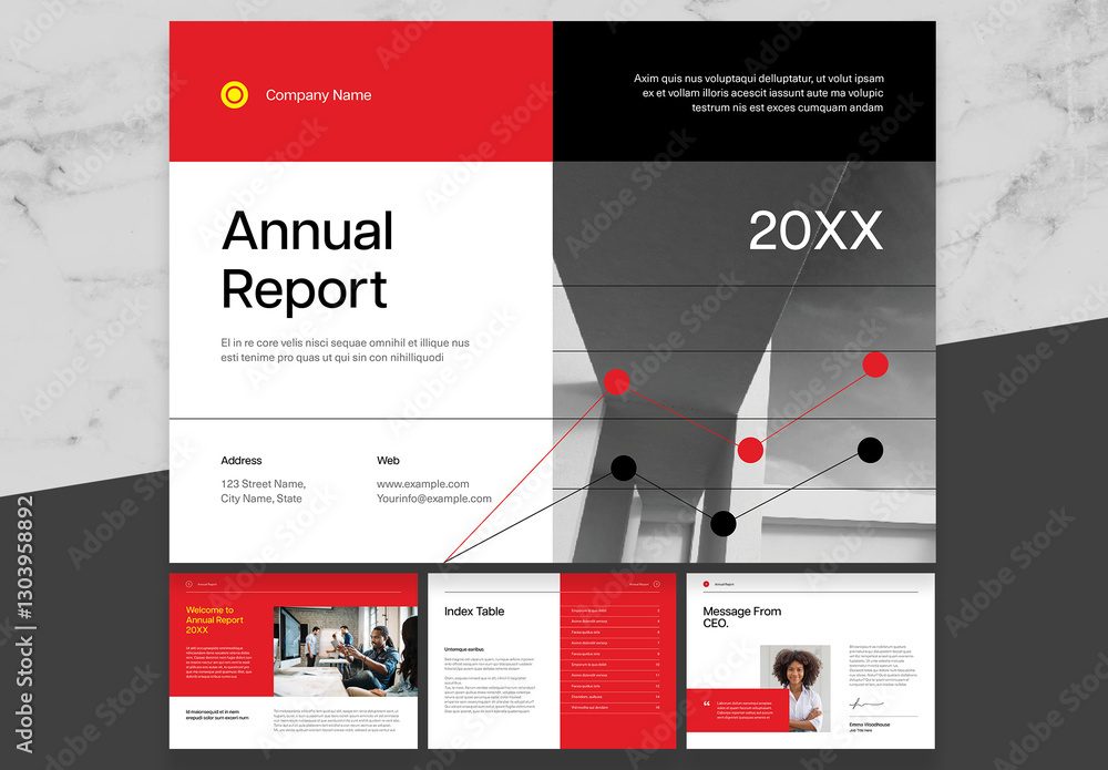 Red And Black Annual Report Stock Template | Adobe Stock