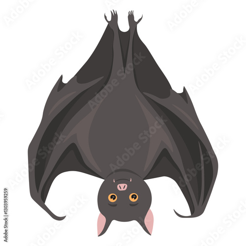 Cute Bat Illustration with Cartoon Design. Vector Character.