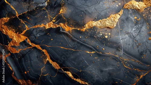Dark marble with gold veins and glittering background