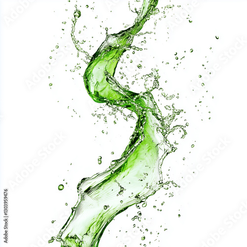 water splash isolated on white, generative AI illustration