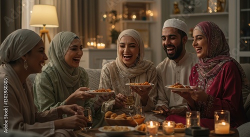 Muslim Family Enjoying Iftar