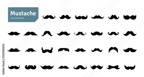 Mustache Vector Set. Barbershop and Haircut Graphic Collection. Vector Set of Dress Up Constructor. Hipster Men Style Creation Kit Elements.