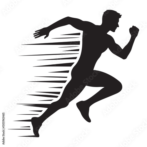 Silhouette Sprinter Athlete in Motion Fast Running Illustration Vector Design